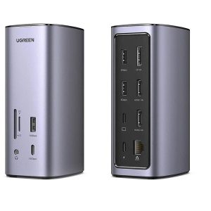 [ Ugreen 90325 ] Bộ chuyển đổi USB-C sang 3*USB 3.0+2*HDMI+1DP+RJ45+SD&TF&3,5mm CM555 20090325